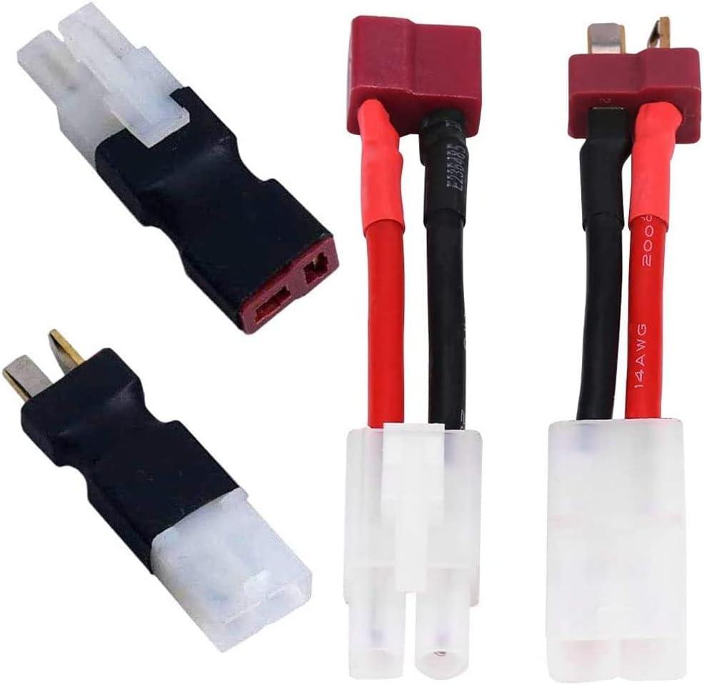 2Pairs Tamiya Connector to T Plug Adapter Cable for RC Cars Lipo/NiMH Battery Charging ESC Connection