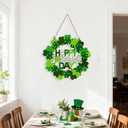 2 x Wooden St. Patrick's Day Decoration Shamrock Door Wreath for Front Door Sign Wall Signs Clover Spring Decoration, Irish Sign Welcome Hanging for Home Decor Party Outdoor Indoor Supply (Green)