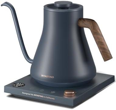 INTASTING Electric Kettles, Gooseneck Electric Kettle, ±1℉ Temperature Control, Stainless Steel Inner, Quick Heating, for Pour Over Coffee, Brew Tea, Boil Hot Water, 0.9L Navy Blue
