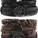 HZMAN Genuine Leather Tree of life Bracelets for Men Women