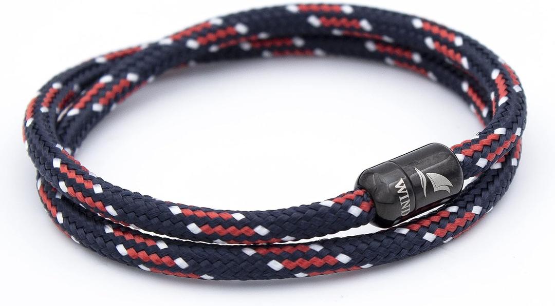 Wind Passion - Mens Bracelet, Durable Rope Wristband for Men, Versatile Pulseras Para Hombres - Waterproof, Magnetic Clasp, Ideal for Outdoor & Fashion (Small ( Wrist size: 5.31 - 5.71 inch ), Black Magnet - Victory)