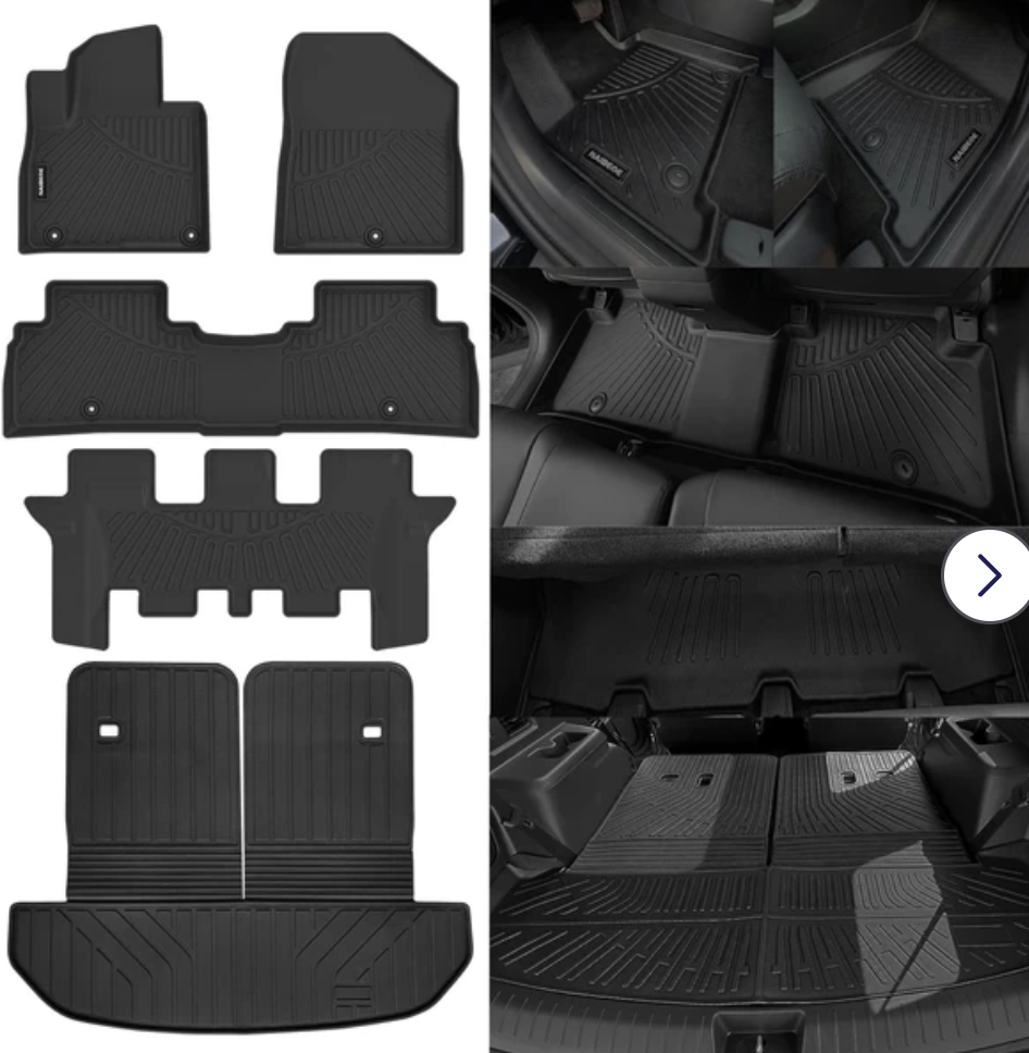 Naibeve Floor Mats for Kia Sorento Hybrid 2021-2024 2025 2026-All Weather for Kia Sorento Hybrid Floor Mats Liners& Cargo Liner& Seats Back Cover Behind The 3rd Row