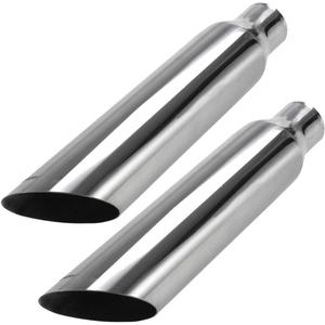 Upower 2 PCS Universal Stainless Steel Exhaust Tip 2.25" Inlet 3.5" Outlet 18" Long Car Truck Weld On Exhaust Tailpipe Tips Slant Cut