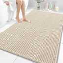 OLANLY Bathroom Rug Mat 59x35, Thick Soft and Absorbent Chenille Bath Mat, Non-Slip Rubber Backing, Machine Washable Quick Dry Bath Rugs for Tub Shower Floor, Home Decor Accessories, Sand