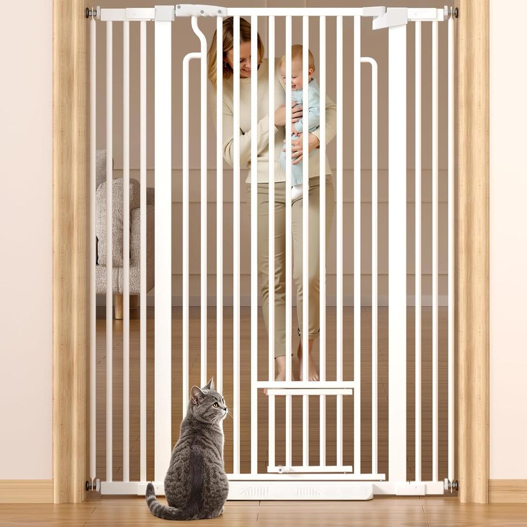 53in Extra Tall Cat Gate for Doorway, 29.5-40.6in Auto Close Pet Gate-White, 53" Tall, 29.5-40.6" Wide