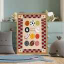 Framed Let's Play Sports Balls Canvas Wall Art 08x10 inch Vintage Checkered Sports Themed Poster Trendy Kids Room Decor for Nursery Bedroom Playroom