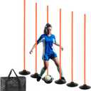 6 Pcs 5 FT Adjustable Agility Training Poles for Soccer,Basketball,Football, Horse,Dog-Speed and Agility Training Equipment Sports Training Poles with Rubber Bases and Bag
