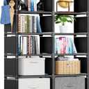 Mavivegue Bookcases: Black Cube Book Shelf, 10 Cube Tall Storage Organizer for Bedroom, Living Room & Office