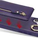 for iPhone 16 Plus Phone case with Card Holder with Compatible magsafe Magnetic, Key Chain PU Leather Flip Kickstand Detachable 2-in-1 Wallet case for Apple16Plus Women Men-Purple