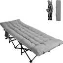 Northroad Camping Cot with Thick Mattress,Quick Set-Up Sleeping Cots Bed with Side Pocket for Outdoor Camping, Office Nap, Home Garden, Beach, Travel, Grey