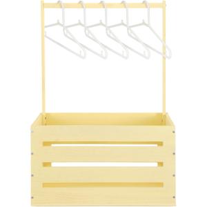 Suzile Wooden Baby Shower Crate Closet Wood Basket for Gifts with Handle Boy Girl Clothes Gender Reveal Storage Box for Newborn New Parent (Creamy Yellow)