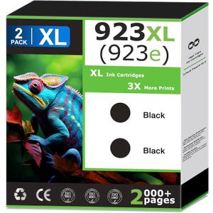 923e 923XL Black Ink Cartridges Replacement for HP 923e Black Ink Cartridges Combo Pack, Compatible with HP Printer OfficeJet Pro 8125e 8130e 9120e 9125e Ink, 923 Black (2 Pack), Updated with V19.8.1