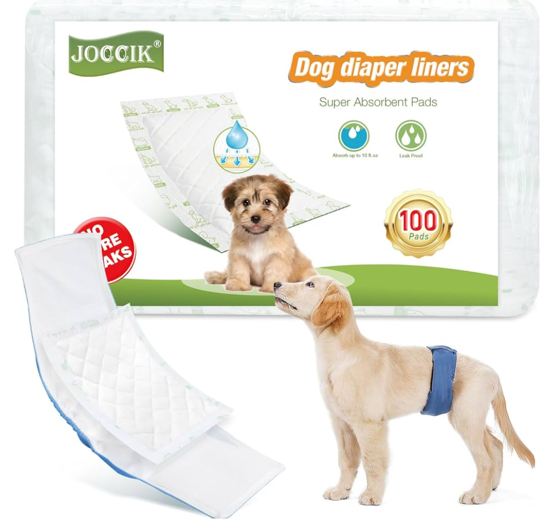 Dog Nappy Liners 100ct Super Soft and Absorbent, Disposable Incontinence Pads for Male Dog Belly Bands or Female Dog Diapers(Regular, 100pcs)