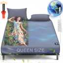 Grounding Sheets Queen, 95% Organic Cotton+ 5% Pure Silver Fiber, Grounded Sheets with Grounding Cord, Bed Grounding Kit for Healthy Sleep Therapy [DeepGrey 60"x 80"x 13"-Queen]