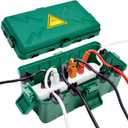 Hrensaw Medium Outdoor Electrical Box(10.6x5.7x4.9inch),Weatherproof Connection Box w/6 Cable Entry,IP54 Waterproof Extension Cord Cover Protect Power Strip,Timer,Plug,Holiday Lights,Green