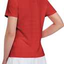 MIER Women's Golf Polo Shirts Collarless Short Sleeve Tennis Running T-Shirts V-Neck Cooling Summer Tee