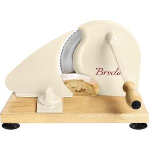 Manual Bread Slicer for Homemade Sourdough Bread, Adjustable Thickness&Evenly Slicing, Hand Crank Bread Slicer with Scale Line and Suction Cup, Serrated Blade Design, Patent (Cream)