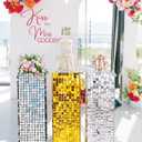 LuoluoHouse Silver Shimmer Pedestal Stands for Party: 90CM High Glitter Sequin Square Display Stand for Birthday Wedding Dessert Cake Table Stand Decorations