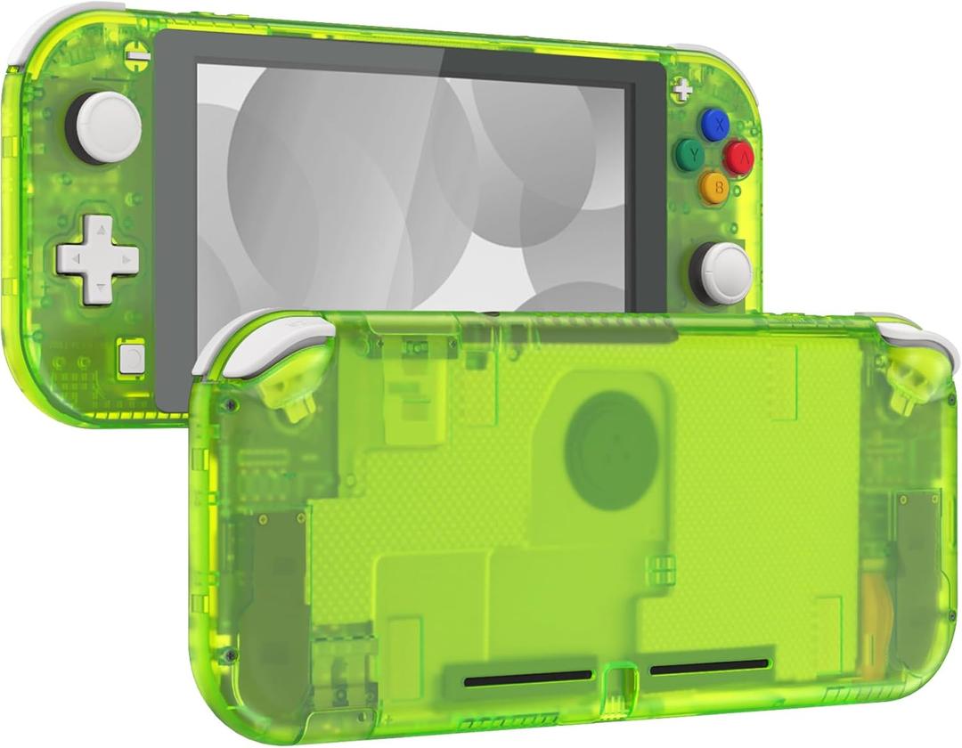 eXtremeRate Clear Lime Green DIY Replacement Shell for Nintendo Switch Lite, NSL Handheld Controller Housing with Screen Protector, Custom Case Cover for Nintendo Switch Lite - Controller Without