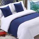 Mengersi Solid Bed Runner Scarf Protector Slipcover Bed Decorative Scarf for Bedroom Hotel Wedding Room(King, Navy)