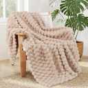 Whale Flotilla Fleece Throw Blanket for Couch or Bed, Luxury 3D Jacquard Super Soft Lightweight Summer Spring Blanket, Cozy Fluffy Plush Decorative Sofa Blankets, 50x60 Inch, Camel