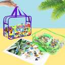 6 Packs Large Toy Storage Bags with Labels, Reusable Clear PVC Board Game Storage, Travel Waterproof Organizer Bags with Zipper for Building Blocks, Puzzle, Kids Books（6 Colors）