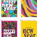 easykart labels 16 Happy New Year Cards Boxed Set With Envelopes and Gold Seal Stickers - 6.75" x 4.5" Assorted New Years Greeting Card Set 2024 With Messages Inside