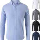 OXFORD Men's Oxford Shirt Solid Casual Button Down Collar Shirts Long Sleeve Dress Shirts with Pocket XL