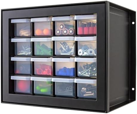 IRIS USA Small Plastic Drawer Organizer, 15-Drawer, Stackable Teacher Toolbox Crayon Small Parts Bead Building Bricks Screw Garage Desk Storage Cabinet, Drink and Water Flavor Packet Organizer, Black