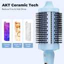 Farery 2.4" Thermal Brush, Large Barrel Heated Round Brush with Triple PTC & 5 Heat Settings (280-420F), Lightweight Dual Voltage for Voluminous Big Curls, Waves & Straightening Long Hair, Blue