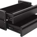 15 in 2-tier Under Desk Drawer,Adjustable Height, Under Desk Drawer Slide Out with Slide Extension Mounted Under Flat Wooden Table or Workbench, Carbon Steel Hidden Desk Drawer for Office & Home