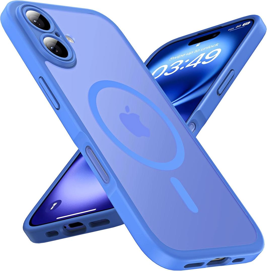 TOCOL Magnetic for 16 Plus Case, Upgraded Full Camera Protection, Compatible with Magsafe, Drop Protection, Translucent Matte Back Bumper Phone Cover 6.7-InchUltramarine