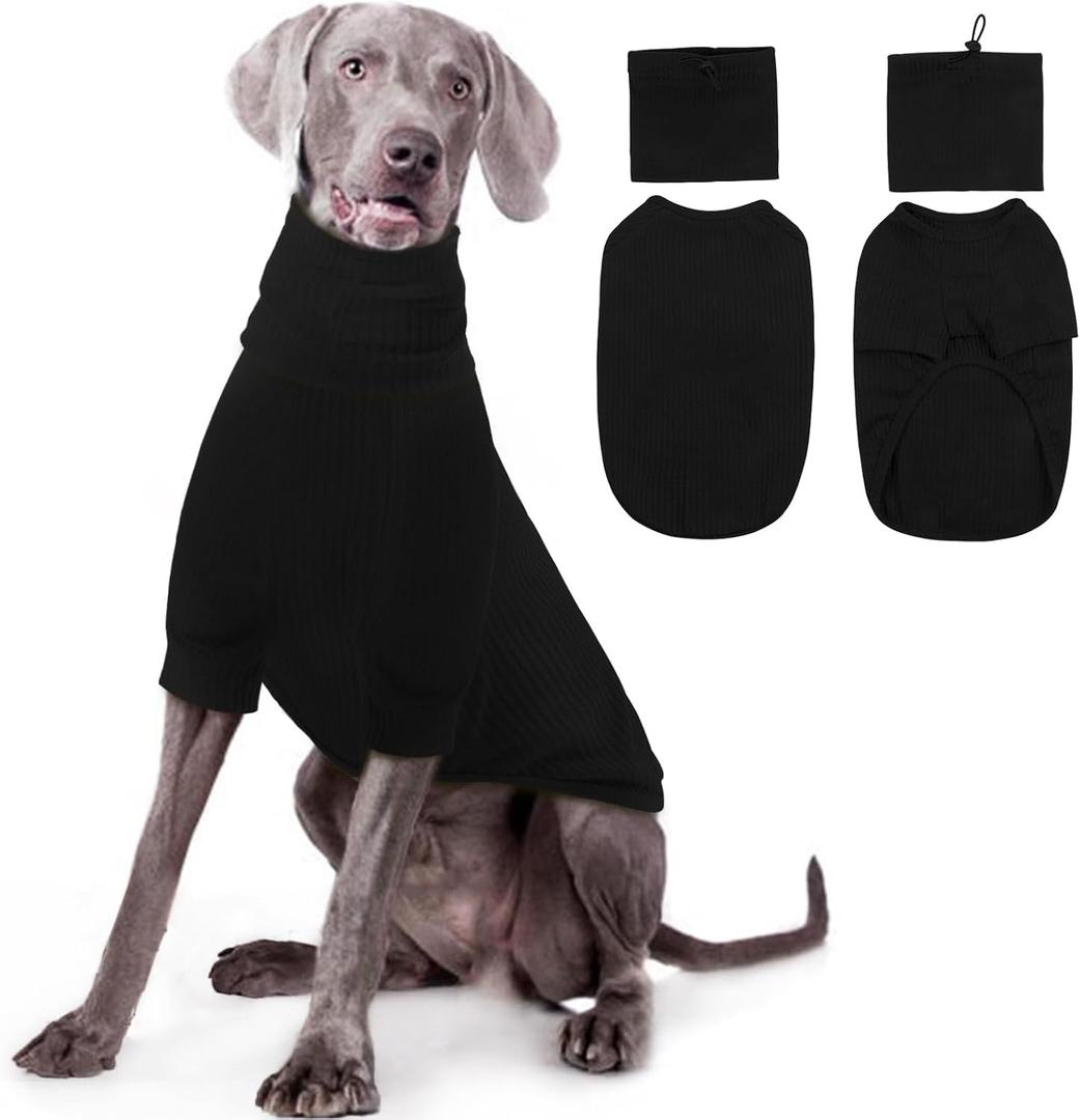 ROZKITCH Dog Shirt with Hoodie Dog Ears Cover 2 in 1, Soft Lightweight Dog Striped T Shirt Pullover Dog Tank with Detachable Ear Wrap, Dog Hoodie Tshirt Dog Boy Girl, Stretchy Sweater (Black, 3XL)