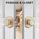 6 Pack Pismo Doorknobs for Hall, Gold Interior Door Knobs with Camelot Trim, Satin Brass Interior Door Handles
