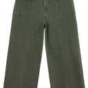 Sidefeel Women's Jeans Wide Leg High Waisted Stretchy Straight Leg Denim Pants Baggy Jeans Green Size 14