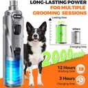 Whisper Quiet Dog Nail Grinder with 4 LED Lights, Safe & Stress-Free for Sensitive Dogs Cats of All Breeds & Sizes, 3 Grinding Bits, 3-Speed, Pet Nail Trimmers, Rechargeable Painless Grooming Kit Grey