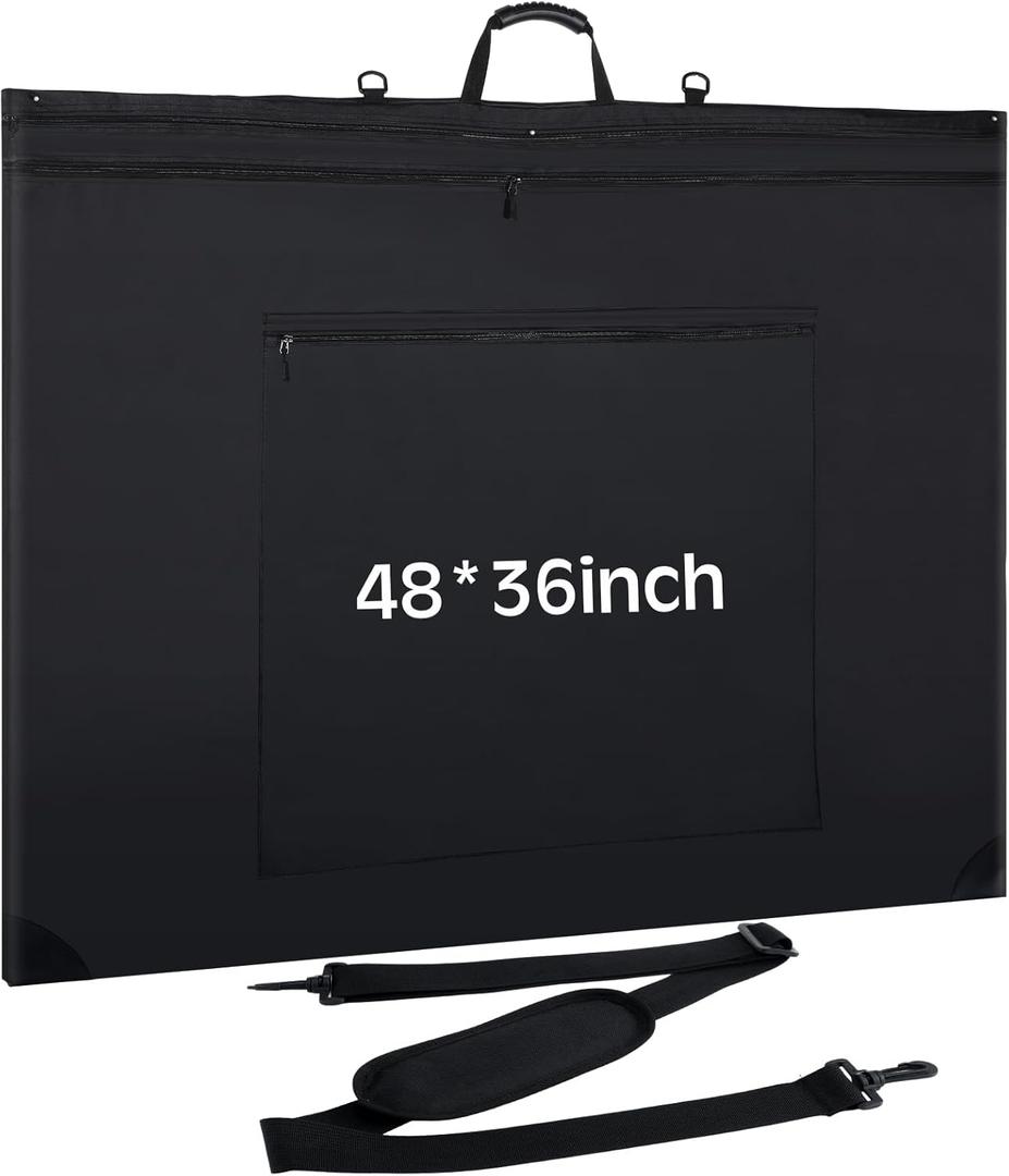 48 x 36'' Extra Large Artist Portfolio Case with Shoulder, Waterproof Leather Corners Black Art Portfolio Bag for Drawing Sketching Poster Artwork Drawing Canvas Photography Poster