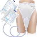 Catheter for Men, Urine Collection Bag for Elderly Men Male Age 80, Reusable Portable Silicone Urinal with 2 Bags (White-Elderly Men)