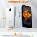 Portable Charger with Built in Cables,TESSAN 10000mAh Power Bank Fast Charging with Foldable Wall Plug Charger, PD20W Compact Battery Pack Travel Essentials for iPhone 17/16/15 Series,Samsung,Tablets