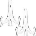 2 Pieces, 9.8 Inches Clear Acrylic Easels Display Stands/Plate Stands for Display Photos Holder Picture Frames or Other Items at Weddings, Birthdays, Home Decoration, Tables