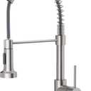 Kitchen Faucets, Brushed Nickel Kitchen Sink Faucet with Pull Down Sprayer Single Handle with Deck Plate Stainless Steel, Suitable for Farmhouse Camper Laundry Rv Bar - OWOFAN 9009SN