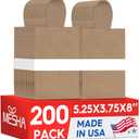 MESHA Kraft Gift Bags 200 Pack 5.25x3.75x8 Inch Small Brown Paper Bags with Handles Bulk for Small Business,Birthday,Party,Wedding,Retail,Shopping Bag (Made in USA)
