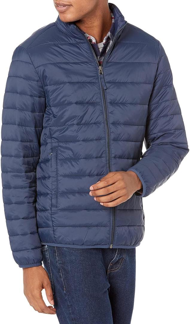 Amazon Essentials Men's Packable Lightweight Water-Resistant Puffer Jacket (XX-Large, Navy)