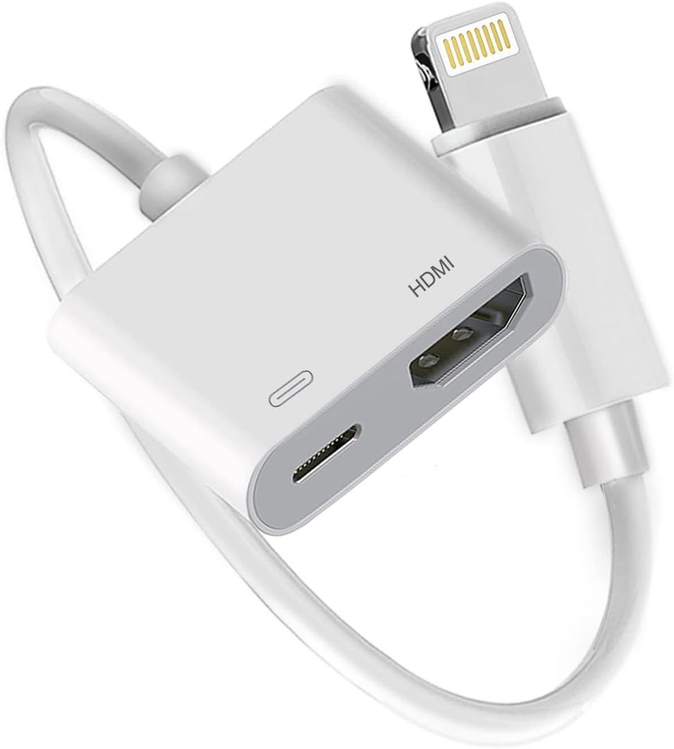 Apple MFi Certified Digital AV Adapter, Lightning to HDMI Converter for iPhone 14 13 12 11 X 8 7 to TV/Projector/Monitor