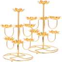 Baluue Vintage Lotus Candle Holder 9.05 Inch Metal Butter Lamp Base Buddha Candle Stand for Temple Meditation Home Decor Table Centerpiece