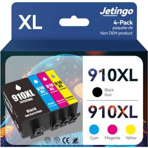 910XL Ink Cartridges Combo Pack for HP 910XL Ink Cartridges Replacement for HP Work for Officejet Pro 8025e 8015e 8028e 8035e 8025 8035 8020 Printer (Black, Cyan, Magenta, Yellow)