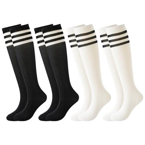 BONANGEL Kids Soccer Socks 6-8 Years Old, Boys Girls Knee High Athletic Sports Football Baseball Socks 8-10 10-12 Years