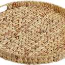 Gurfuy Extra Large Round Ottoman Table Tray with Handles - 19.7" Handmade Wicker Serving Hand Woven Tray for Farmhouse Decorative Oversized Coffee Table Trays Living Room Kitchen Counter Breakfast
