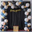 8x10FT Black Backdrop Curtains for Wedding Parties, Wrinkle Free Polyester Photo Backdrop Drapes for Graduation Photography Baby Shower Birthday Stage Background Stand Decorations 4x10ft,2 Panels