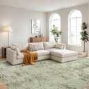 Area Rug Living Room Rugs: 9x12 Machine Washable Rugs Large Modern Soft Non Slip 9 by 12 Carpet for Indoor Thin Low Pile Carpets for Bedroom Under Dining Table Home Office Farmhouse Decor Beige Green